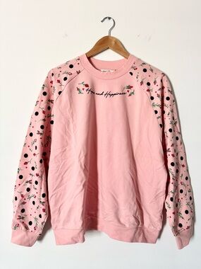 Cath Kidston Hope and Happiness Embroidered Sweatshirt Pink Size L